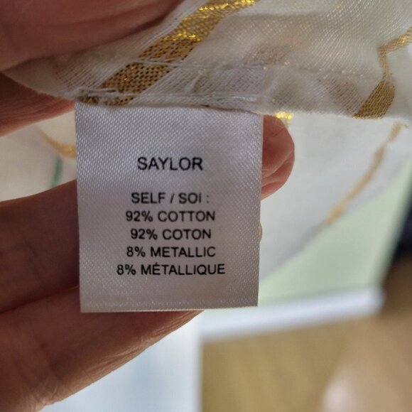 ❤ 3 For $35 Revolve Saylor metallic stripe  ruffle crop short sleeve blouse xs - Picture 12 of 15